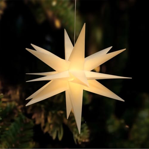 Opard 60 CM Großer Warmweißer 3D LED-Moravian-Stern, Hängende Weihnachtsbeleuchtung mit Timer und 4 Helligkeitsstufen für Innen Außen Weihnachtsdeko von Opard