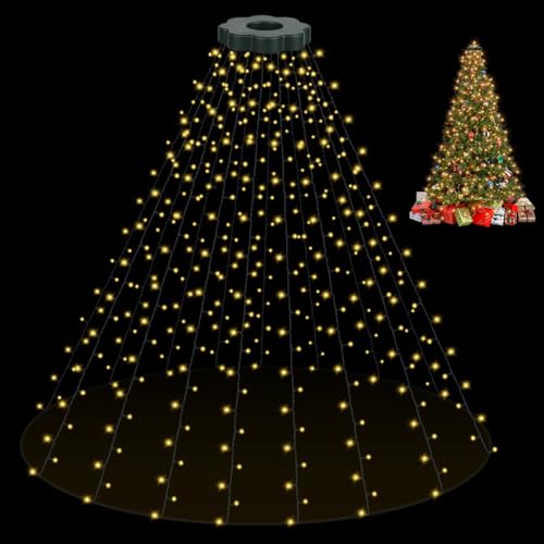 Opard Lichterkette Weihnachtsbaum, 3m x 16 Stränge 400 LEDs Weihnachtsbeleuchtung mit Stecker, Weihnachtsdeko mit 8 Beleuchtungsmodi Timer und Memory-Funktion für Innen Außen Christbaum von Opard