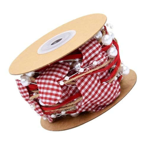 1 Rolle Valentinstag-band Perlenbesatzband Jutestoff Bänder Zum Verpacken Benutzerdefiniertes Band Buntes Band Dekorativ Gold Glänzend Spitze Weißes Band Burgund Lila Rot Polyester Operitacx von Operitacx