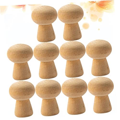 10st Holzspielzeug Steckpuppen Selber Machen Unfertige Pilze Kinderanzüge Kuchen Topper Kinder Spielset Unfertige Diy Dekoration Kinderanzug Blanko-peg-puppen Menschen Brown Bambus Operitacx von Operitacx