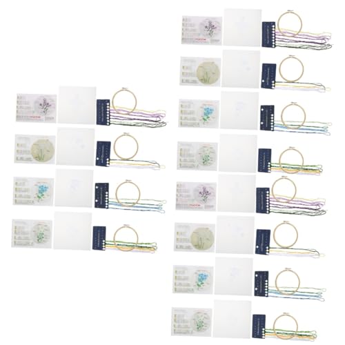 12 Sätze Stickerei-Starter-Kit Stickpackungen für Blumenmuster Sticksets für Erwachsene Handstickzubehör Stickset für Anfänger Kreuzstich Handwerk Bettwäsche aus Baumwolle Operitacx von Operitacx