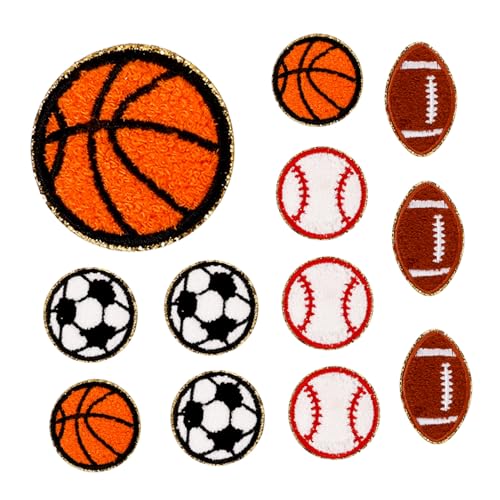 12St Sport-Patches Baseball-Patch Basketball-Stickerei-Applikation Patch zum Aufbügeln Bügelbare Aufnäher Flicken zum Reparieren von Kleidung kleine Sportball-Aufnäher Stoff Operitacx von Operitacx