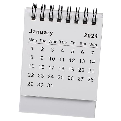 2024 Neuheit Kalenderdekor dekorativer Mini-Kalender Stehender Flip-Kalender-Schreibtisch Büro office organizer büro organizer staffelei Tageskalender kalender Papier Weiß Operitacx von Operitacx