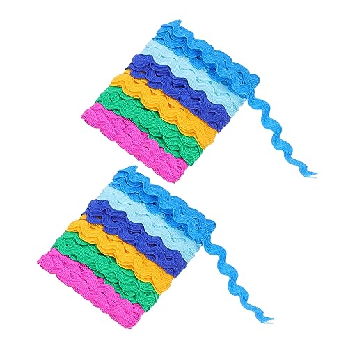 2St Wasserwellenrand-Gurtband seidenband ribbon gardinenhäkchen gardinen einfädelhilfe pailettenband Paillette Blau Planke Makramee-Schnur Bänder nähen Fransenband Polyester Operitacx von Operitacx