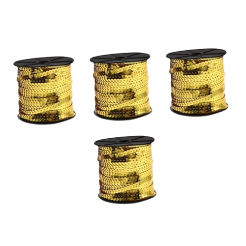 4 Rollen Goldene Flache Paillettenstreifen Goldrand Paillettenbesatz Goldquasten Zum Basteln Goldquasten-fransenbesatz Goldfransen Bulk Lose Pailletten Goldene Fransenbesatz Pvc Operitacx von Operitacx