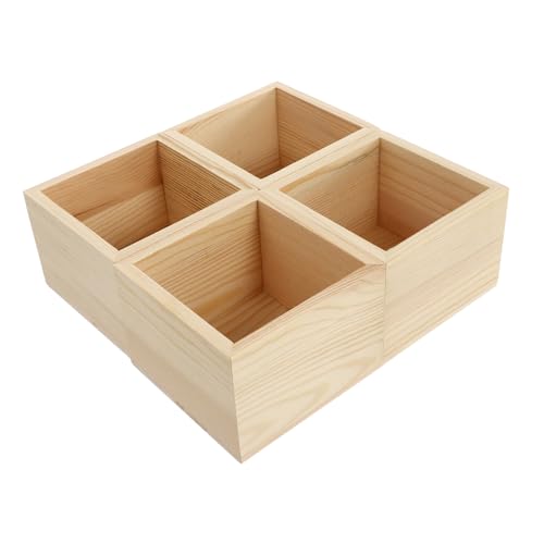 4 Stücke Boxen kleine Holzkiste ohne Deckel Retro- Schmuck-Organizer-Fach storage boxes aufbwahrungs-box Schmuckaufbewahrungsorganisator Ohrringhalter hölzern Operitacx von Operitacx