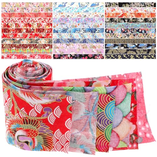 40St Japanisches Näh-Patchwork Quilten von Stoffstreifen Bastelstoff Baumwolle Steppstoff Baumwolle Steppstreifen Haar zubehör Haarschmuck Blumen Gelee Decke der Stoff Tuch von Operitacx