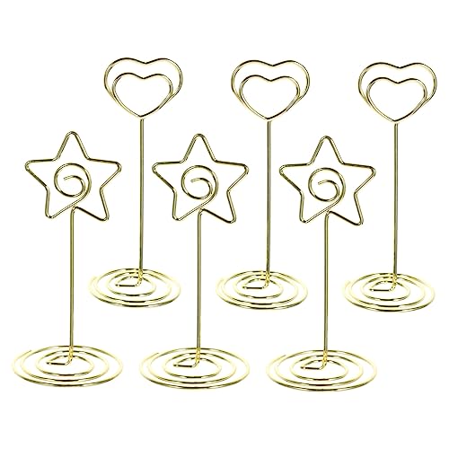 6St Platzkartenhalter kartenclip karten clip card holder Ständer für Fotoclips Spielkartenständer Regal Kartenhalter stehen Tischnummernhalter für die Hochzeit Zinklegierung Golden Operitacx von Operitacx