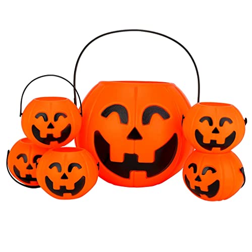 6st Halloween-kürbis-eimer Süßigkeiten Eimer Korb Halloween-kürbis-süßigkeiten-eimer Halloween-süßigkeitseimer Kürbis-geschenkbox Mini-eimer Plastik Kürbis Eimer Kind Kürbislaterne von Operitacx