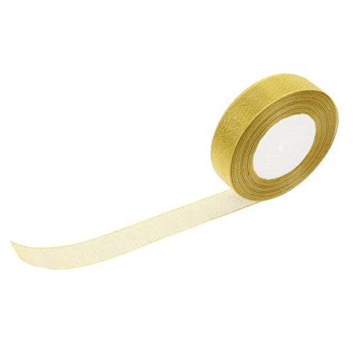 Operitacx 1 Rolle Glitzer-Gurtband seidenband ribbon geschenkband genschenkideen verpackung Haarband Wickelband Bänder zartes Blumenband basteln verpackungsband Polyester Golden von Operitacx