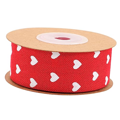 Operitacx 1 Rolle Liebesband seidenband ribbon decor lovence valentine day rosa rotes Valentinsband Sackleinenband Blumenband Schleifenband selber machen Geschenkbänder Hanfimitat von Operitacx