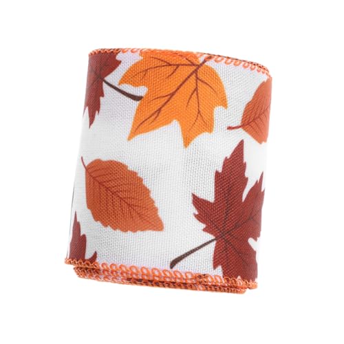 Operitacx 1 Rolle Thanksgiving-geschenkband Herbstbänder Ahorndrahtband Schwarzes Brett Mit Herbstblättern Ahornbänder Fallen Band Verdrahtet Herbstliche Accessoires Banddekor Orange Stoff von Operitacx