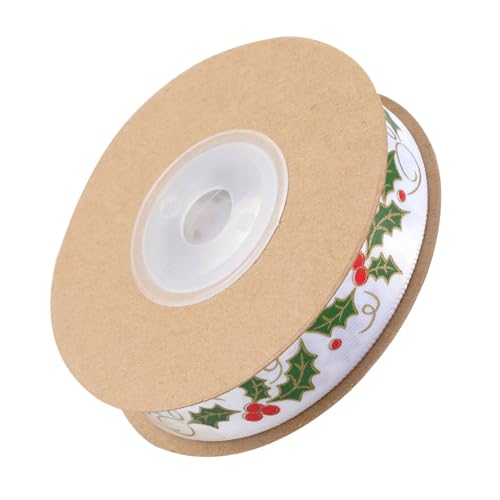 Operitacx 1 Rolle Weihnachtsband weißes Band rotes Band Weihnachtsbänder Feiertagsbänder Weihnachtskranzband ribbon bandfeile Verpackungszubehör weihnachtsverpackungsband Druckband Polyester von Operitacx