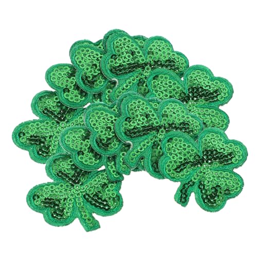 Operitacx 1 Satz 20 Stk Kleeblatt-klebepflaster Vierblättriger Fleck St Patricks Day Dekorationen St. Patricks Day Pailletten Großer Kleeblatt-patch Mit Pailletten Schmelzklebefolie Green von Operitacx