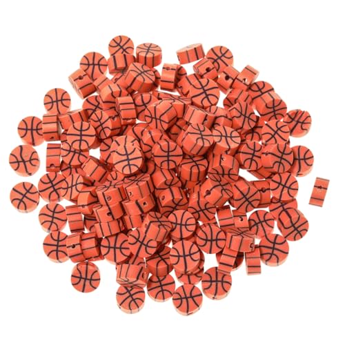 Operitacx 1 Satz Basketball-perlenmaterial Gemüseausstecher Basketack Schmuckbasteln Basketballperlen Tonperlen-armband-set Perlenkette Perlenarmband-kit Perlensets Polymer-ton Orange 100st von Operitacx