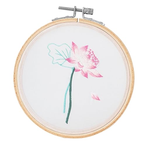 Operitacx 1 Satz Blumenstickerei selber machen Cross-Kits Stickwerkzeug-Set Kreuzstich-Set Starter-Kit für Handstickerei Stich-Kits Blumen-Stickset Stickrahmen DIY-Stickmaterial Hölzern Rosa von Operitacx