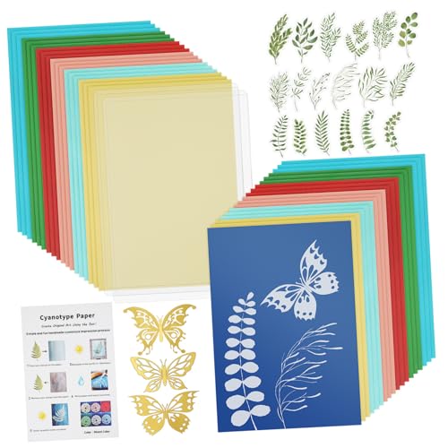 Operitacx 1 Satz Cyanotypie Kit zur Papierherstellung Gel-Druckset Sonnenpapier DIY Druckkit Farbige Druckpapiere Druckpapier für Künstler DIY Druckpapier Fotodruck Papier Naturfaser-Papier von Operitacx