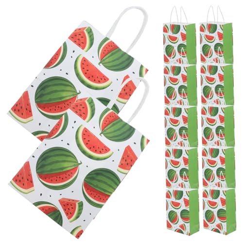 Operitacx 1 Satz Dekorationen Für Sommerpartys Geschenkverpackung Snackbeutel Sommerparty Dekoration Zubehör Für Wassermelonen Wassermelonen-party-süßigkeitstüten Kraftpapier 12st von Operitacx