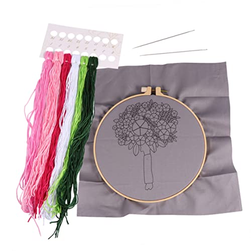 Operitacx 1 Satz Handwerkszeug für den Haushalt embroidery kit embroidery thread embroidery needle embroidery fabric Sticktuch Blumen-Kit DIY-Stickset Stickform und Fadenset Rosa von Operitacx