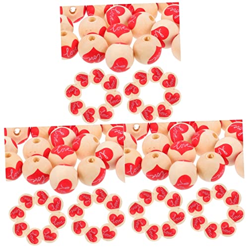 Operitacx 1 Satz Holzperlen Zum Valentinstag Goldene Herzanhänger Ergebnisse Gefälscht Pop Nummer Rustikale Bastelzeug Heart Beads Runde Girlandenperlen Perlen Für Armbänder Hölzern Rot 30st von Operitacx