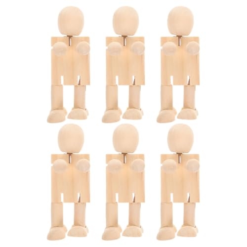 Operitacx 1 Satz Holzroboterpuppe Bemalen Von Roboterfiguren Roboterholz Zeichnen Puppenkörper Aus Holz Unfertige Holzfigur Künstlerische Schaufensterpuppe Naturholzkörper Beige 6st von Operitacx