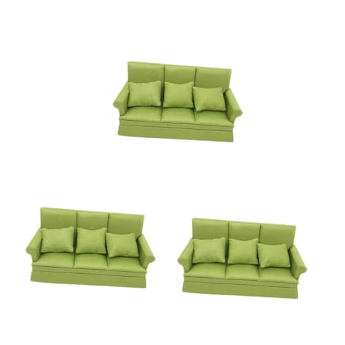 Operitacx 1 Satz Puppenstubensofa Möbelzubehör Miniaturstühle für Puppenhaus Miniatur-Couch Mini Sofa für Puppenhaus Sofaset für Puppenhaus Puppenhaus-Miniaturen Miniaturmöbel Stoff Green von Operitacx