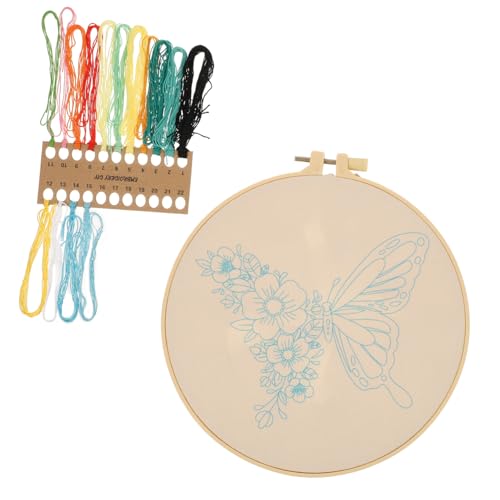 Operitacx 1 Satz Schmetterling Kreuzstich Nadel- und Fadenset Stickgarn-Kit DIY-Stickset Stickmaterial wandverkleidung wand polsterung Stickübungszubehör Stickset für Anfänger Polyester von Operitacx