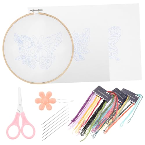 Operitacx 1 Satz Schmetterling Kreuzstich Nähset Bastelset für Kinder Stickübungszubehör Stickerei-Kits embroidery kit stickgarn set werkzeug Kreuzstichmaterial Stickmaterial-Set Polyester von Operitacx