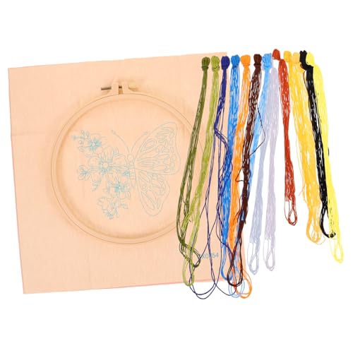 Operitacx 1 Satz Schmetterling-Stickset DIY-Stickmaterial sticken handwerk werkzeug Stickzubehör embroidery set basteln set praktische Sticksets handgefertigte Kreuzstich-Kits Polyesterfaden von Operitacx