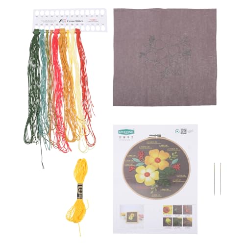 Operitacx 1 Satz Stickmaterialpaket Kreuzstichpackung Anfänger Teppichwerkzeuge Häkelset embroidery kit wohnungseinrichtung Nähanfänger Stickwerkzeuge Frau Stickwerkzeuge Stickgarn Yellow von Operitacx