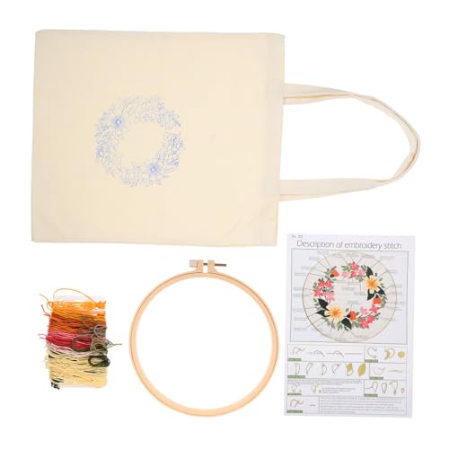 Operitacx 1 Satz Tasche aus Kreuzstich-Segeltuch Häkeltaschen-Kit Häkelset Bausatz embroidery kit embroidery set handtasche Stickset für Anfänger Stickset für Segeltuchtaschen Polyester Weiß von Operitacx