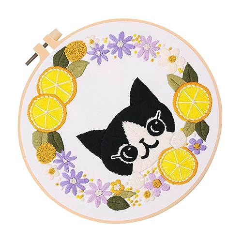 Operitacx 1 Satz Tasche mit Katzenstickerei Stich-Kits Bastelsets Katzenpflegeset Kätzchen embroidery set dekoration schlafzimmer niedliche Kunstbedarf Katze Stickerei Baumwolle von Operitacx