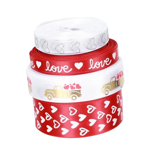 Operitacx 1 Satz Valentinstag Band Sortiertes Band Dekoratives Diy-band Diy Handgefertigtes Bastelband Sackleinen Bandana-band Jute-spitzenband Süßigkeiten-herzband Feiern Polyester 4 Rollen von Operitacx