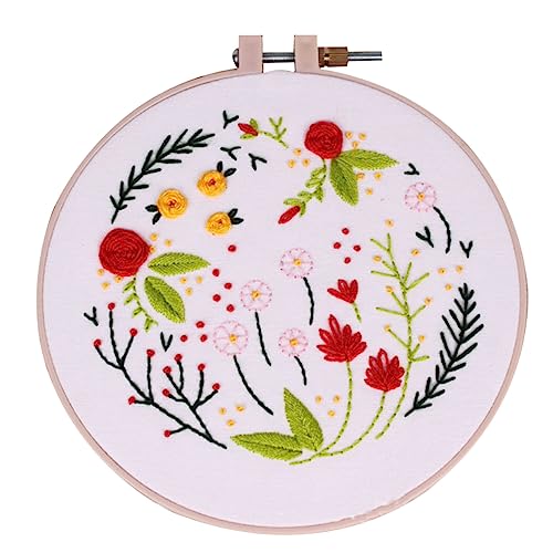 Operitacx 1 Satz zarte Stickerei handgemachte DIY-Stickerei Strickstickerei Blumen-Kit Stanznadel-Kits Blumen-Stickset Stickerei-Kits Sticknadel Piercing-Set Kunststickerei Stoffstickerei von Operitacx