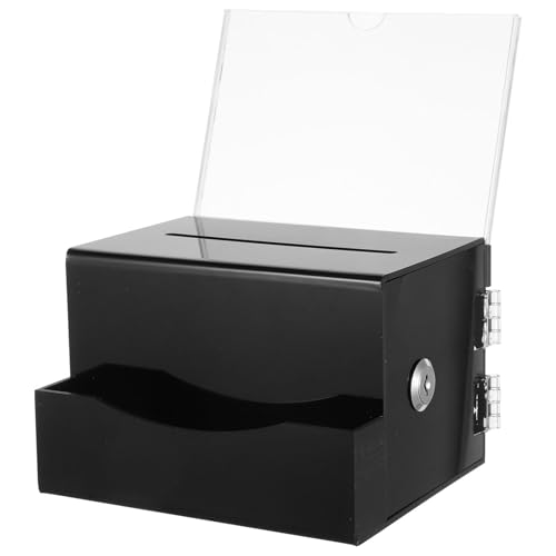 Operitacx 1 Set-Box Abstimmungsbriefkasten Fahrkarte Wahlurnen öffentlich registrieren Veranstalter Acryl-Spendenbox Spendenbox mit Schlüssel Wahlkasten Briefpostbehälter Spendenboxen Black von Operitacx