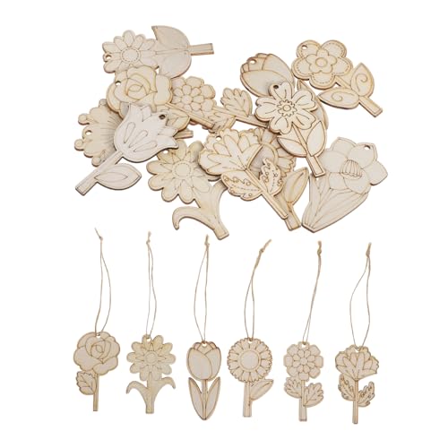 Operitacx 1 Set Holzblumenhandwerksblumen Ausschnitte Unvollendete Ausschnitte Ornamente Für Handwerkdekoration Unvollendete Hölzerne Ausschnitte DIY Holzscheiben Handwerk Holzscheiben von Operitacx