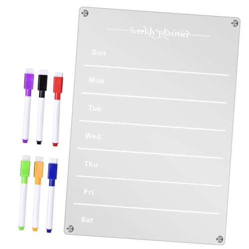 Operitacx 1 Set Wochenplan Nachrichtentafel Essensplaner Magnethalter Magnetisches Whiteboard Anschlagtafel Liste Klares Whiteboard Radiergummi Kleine Weiße Tafel von Operitacx