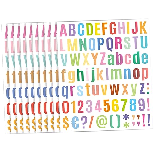 Operitacx 10 Blätter Bunte Alphanumerische Aufkleber Briefe Aufkleber Nach Nummer Zahlen Buchstabenaufkleber Für Scrapbooking Briefkasten Buchstabenetiketten Alphabet Post Ziffern Vinyl von Operitacx