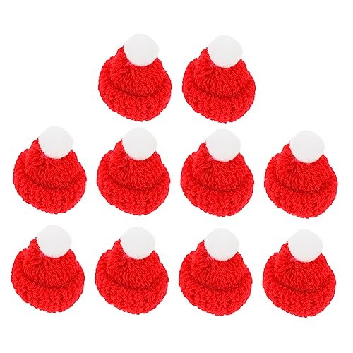 Operitacx 10 Stück Gestrickte Kleine Weihnachtsmütze Mini-Weihnachtsmützen Winzige Weihnachtsmützen Weihnachtsmann-Mütze Für Selbstgemachte Handgefertigte Accessoires von Operitacx