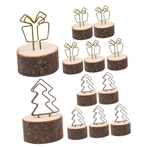 Operitacx 10 Stück Holz Kunsthandwerk Retro Rinde Cartoon Clip Visitenkarten Clip DIY Foto Eisen Clip Bezaubernde Foto Klemme Memo Clips Foto Display Clip Tischnummernhalter Clip von Operitacx