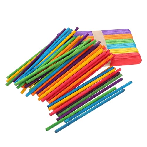 Operitacx 100 Stk Holzstock Pop-sticks Eis Am Stiel Sausen Jumbo-sticks Rohe Zapfen Eisstiele Zum Basteln Wiederverwendbar Transparente Stäbchen Spieß Klebrig Knallt Hölzern Colorful von Operitacx