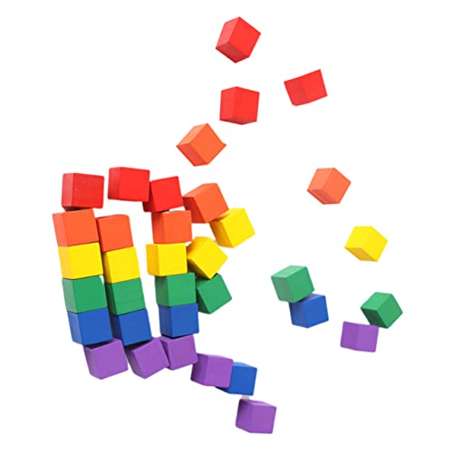 Operitacx 100St quadratischer Holzblock Würfel selber machen bunte quadratische Blockwürfel Würfel zählen spielzeug für kinder jucarii pentru copii spiele kleiner Block Bastelwürfel Hölzern von Operitacx