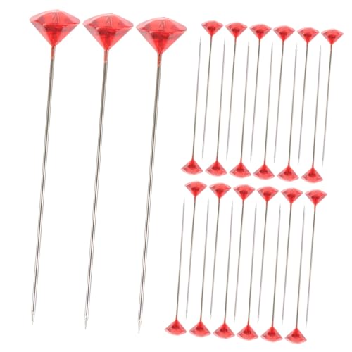 Operitacx 100st Gerade Sticknadeln Fixierstift Quiltnadeln Nähen Stifte Mit Geradem Kopf Stecknadeln Zum Nähen Blumenstrauß-Accessoires DIY-schneidenadel Transparent Rot Acryl Nadel Nadel von Operitacx