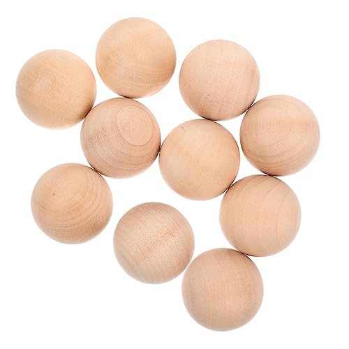 Operitacx 10St Holzkugel Ballschläger feste Kugel bemalte Kugel Baseballs aus Schaumstoff Stacheliger Massageball Zubehör für Bastelprojekte unfertiges Holzhandwerk glattes Holz Khaki von Operitacx