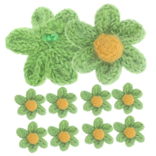 Operitacx 10St kleiner Blumenbeet künstliche Pflanzen Buchstaben nähen gefälschte Pflanze Abzeichen annähen Glyzinien Kleidungs-Patch-Ornamente Flecken in Blütenform Kleiderdekore Garn Green von Operitacx