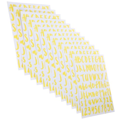 Operitacx 12 Blätter Alphanumerische Aufkleber Etiketten Posteraufhänger Klebebuchstaben Briefe scrapbooking sticker scrapbook stickers Alphabet-Aufkleber Buchstaben zum Basteln PVC Yellow von Operitacx