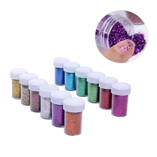 Operitacx 12 Maniküre-Glitzer bastelglitzerpulver bastel glitzerpulver Handgemachte Glitzerpulver Basteln mit Glitzerpulver DIY Glitzerpulver-Set Glitzer Pailletten Nailart-Glitzer von Operitacx