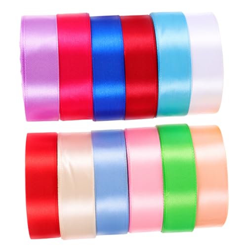 Operitacx 12 Rollen 25cm Band seidenband Dekorationsband Blumendekoration geschenksband Sackleinen Bänder Band-Organizer Streamer Polyesterband dekoratives Verpackungsband Colorful von Operitacx