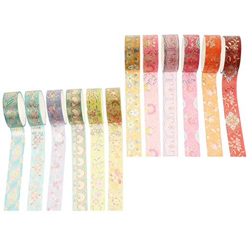 Operitacx 12 Rollen Taschen- Und Papierklebeband Papier Klebeband Blumenband Scrapbook-papier Floristenband Süßes Band Verpackungs Band Verzierungen Farbband Aufkleber Für Scrapbooking Retro von Operitacx