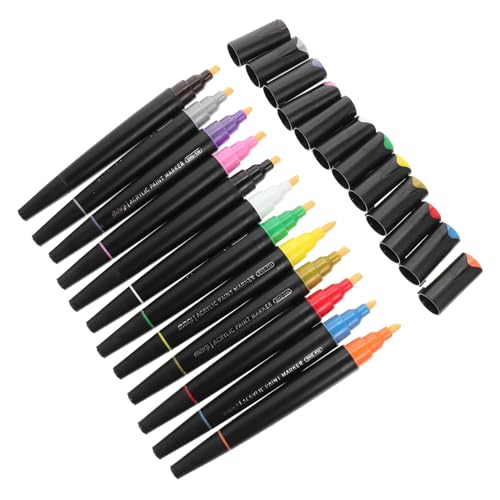 Operitacx 12 Stück Acryl Marker Polierstifte Textmarker Dual Farben Farbstift Farbmarker Farbzubehör Ziehzubehör Ziehzubehör Farbversorgung Propylen von Operitacx